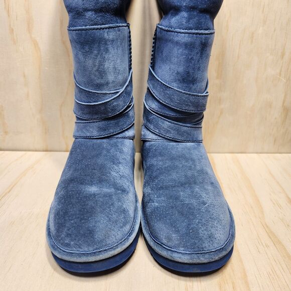LAMO Blue Shearling Suede Faux Fur Warm Winter Boot Women 5 - Picture 6 of 13